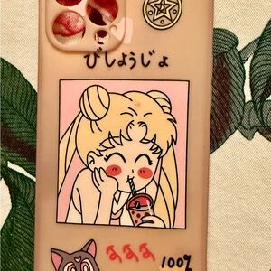 Cute Pink iPhone Case with Sailor Moon Illustration Design